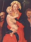 Baptist Canvas Paintings - Madonna and Child with St. Joseph and Saint John the Baptist